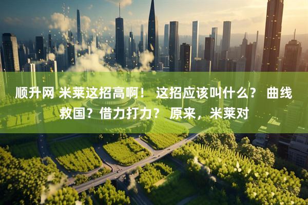 顺升网 米莱这招高啊! 这招应该叫什么? 曲线救国?借力打力? 原来,米莱对